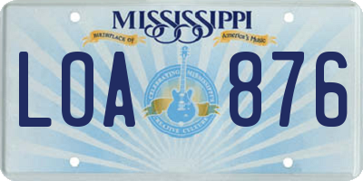 MS license plate LOA876