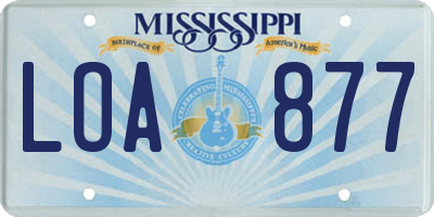 MS license plate LOA877