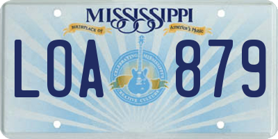 MS license plate LOA879