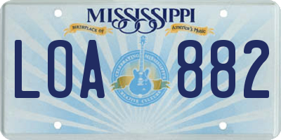 MS license plate LOA882
