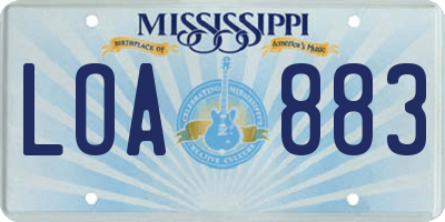 MS license plate LOA883