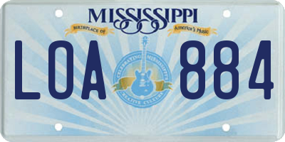 MS license plate LOA884