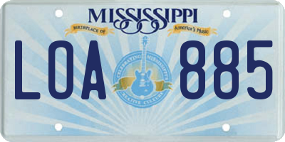 MS license plate LOA885