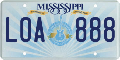 MS license plate LOA888