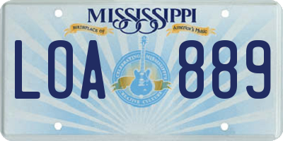 MS license plate LOA889