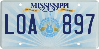 MS license plate LOA897