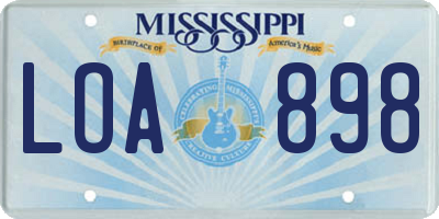 MS license plate LOA898