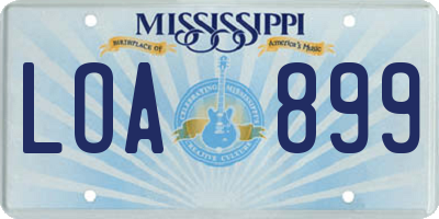 MS license plate LOA899