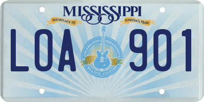 MS license plate LOA901