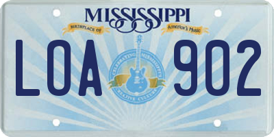 MS license plate LOA902