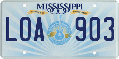 MS license plate LOA903