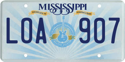 MS license plate LOA907