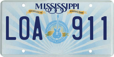 MS license plate LOA911