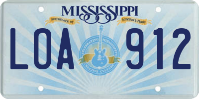 MS license plate LOA912