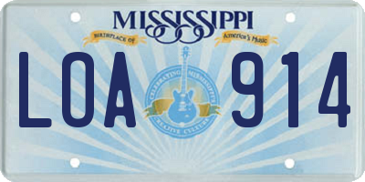 MS license plate LOA914