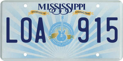 MS license plate LOA915