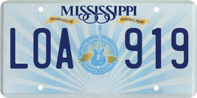 MS license plate LOA919