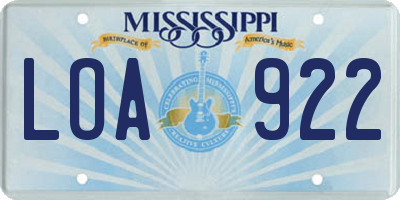 MS license plate LOA922