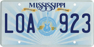 MS license plate LOA923