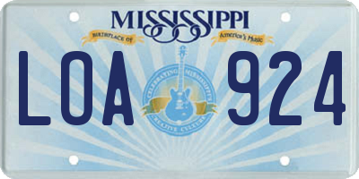 MS license plate LOA924