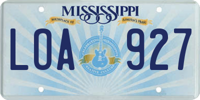 MS license plate LOA927