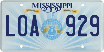 MS license plate LOA929