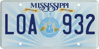 MS license plate LOA932
