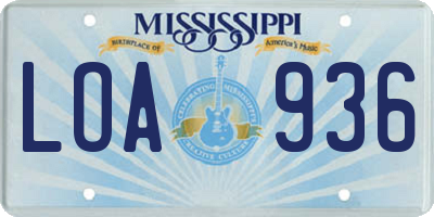 MS license plate LOA936