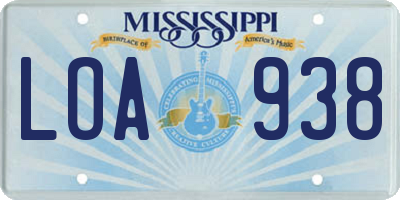 MS license plate LOA938