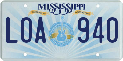 MS license plate LOA940