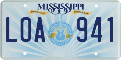 MS license plate LOA941