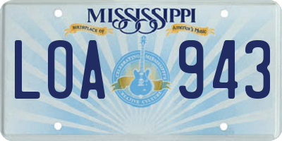 MS license plate LOA943