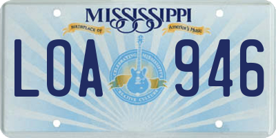 MS license plate LOA946