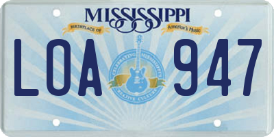 MS license plate LOA947
