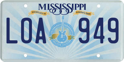 MS license plate LOA949