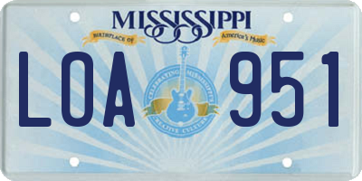 MS license plate LOA951