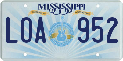 MS license plate LOA952