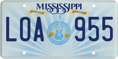 MS license plate LOA955