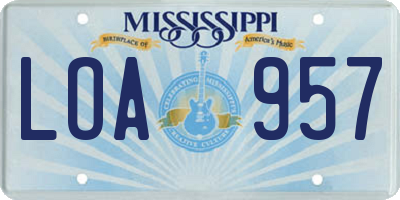 MS license plate LOA957