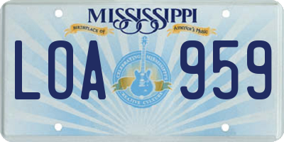 MS license plate LOA959