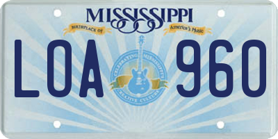 MS license plate LOA960