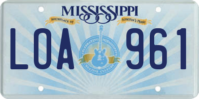 MS license plate LOA961