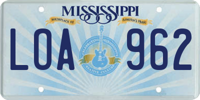 MS license plate LOA962