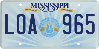 MS license plate LOA965