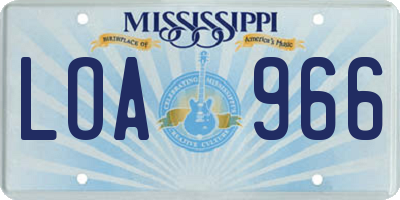 MS license plate LOA966