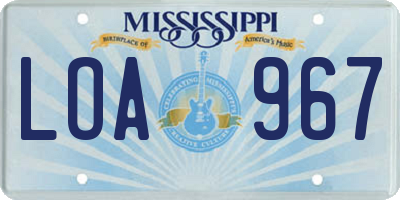 MS license plate LOA967
