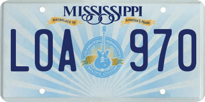 MS license plate LOA970