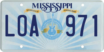 MS license plate LOA971