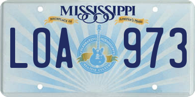 MS license plate LOA973