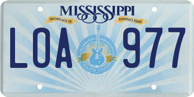 MS license plate LOA977